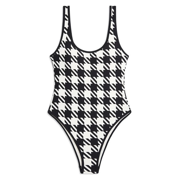WeWoreWhat Piped Oversized Houndstooth Scoop One Piece - Size M - Picture 3 of 5